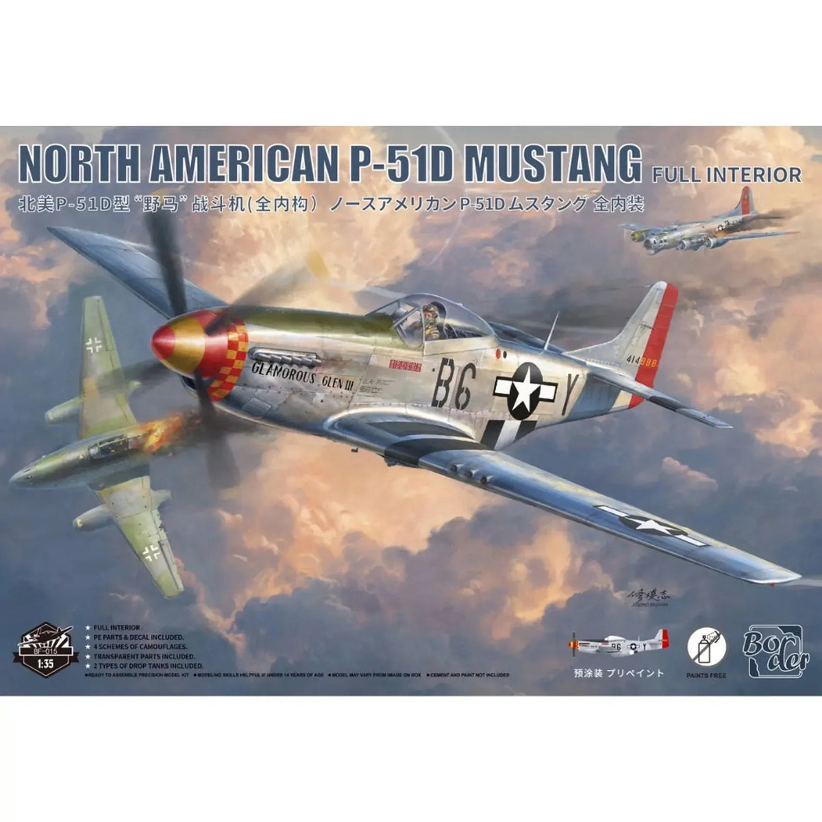 BORDER MODEL 1/35 North American P51D Mustang Pre-Painted Plastic Model Kit