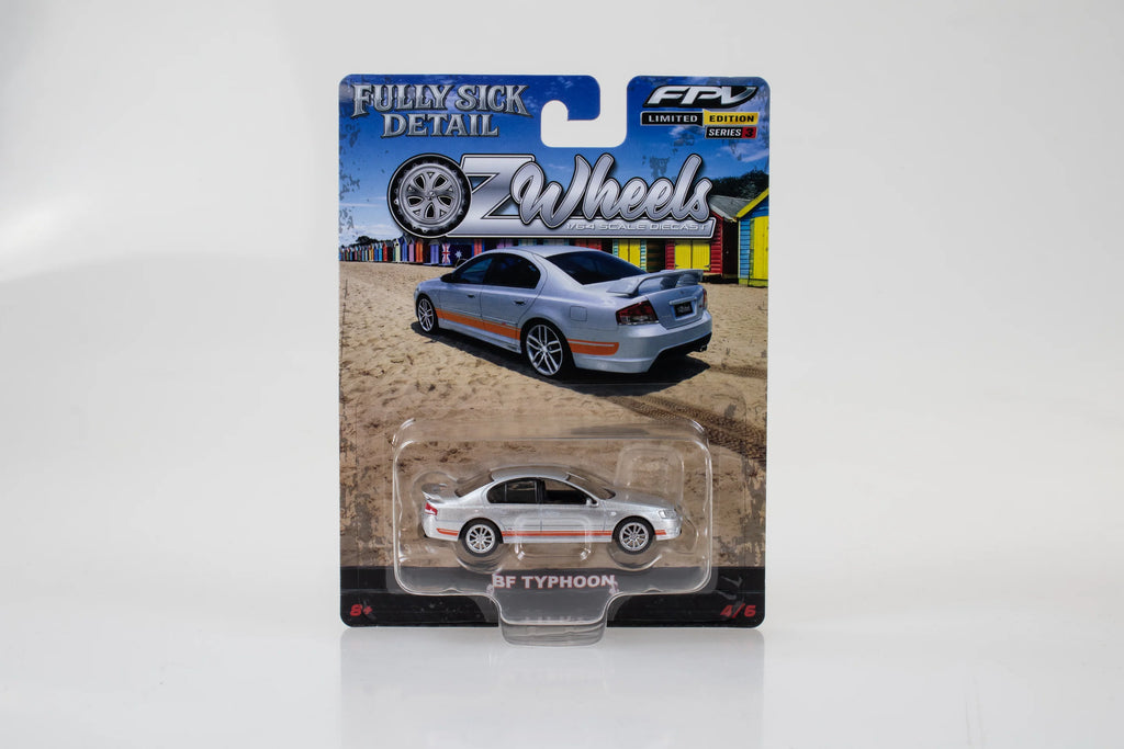 OZ LEGENDS 1/64 R3 Fully Sick Detail OZ Wheels - FPV BF Typhoon - Silver w/Orange Stripes