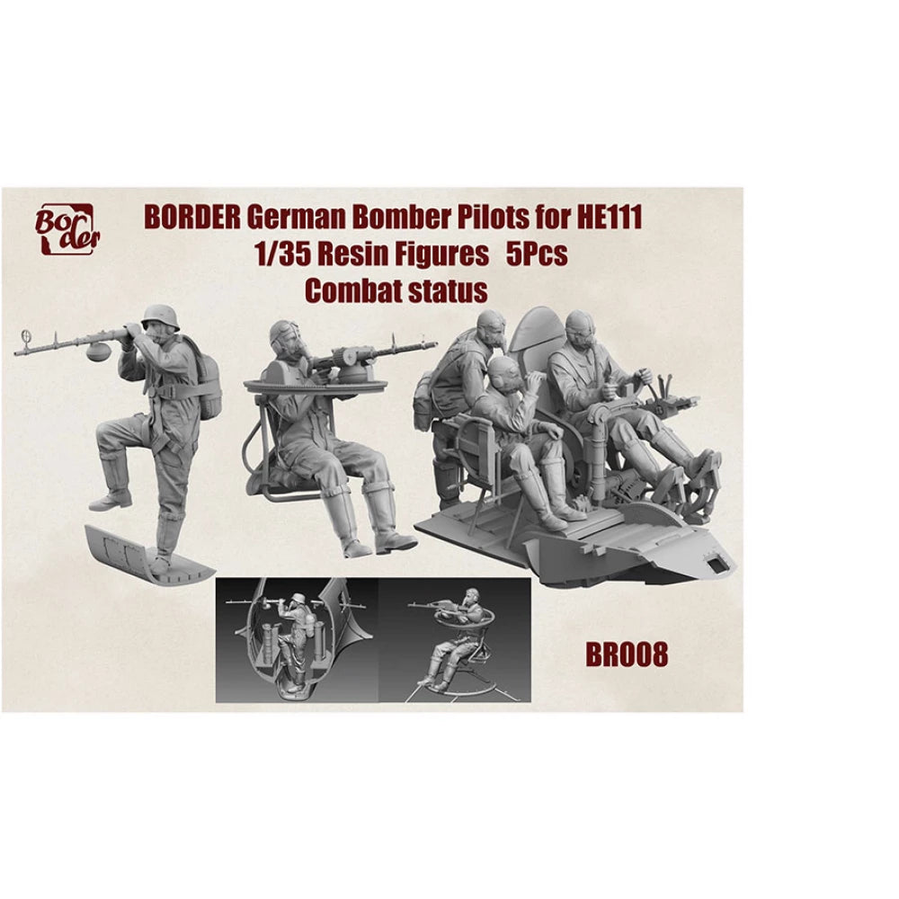 BORDER MODEL 1/35 German Bomber Pilots for He111 Combat Status (5pc) Resin Figure Set