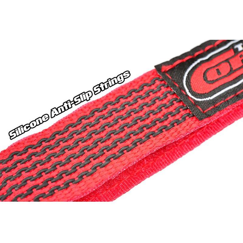 TEAM CORALLY Pro Battery Straps 300x20mm Metal Buckle Silicone Anti-Slip Strings Red (2 Pcs)