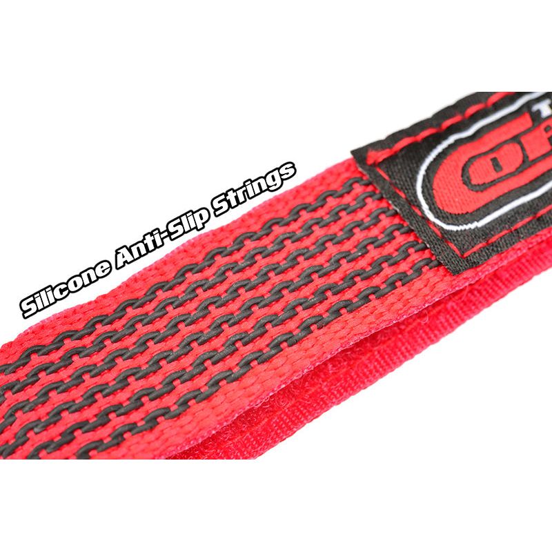 TEAM CORALLY Pro Battery Straps 300x20mm Metal Buckle Silicone Anti-Slip Strings Red (2 Pcs)