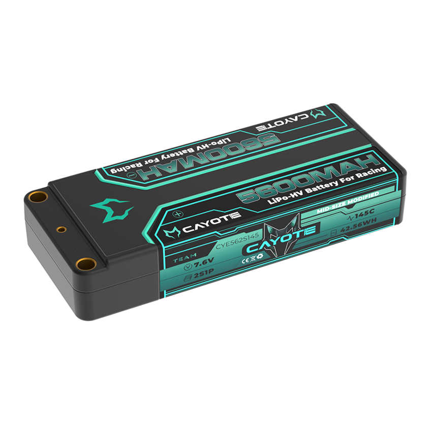 CAYOTE Racing Lipo Battery, 145C, 5600mAh, 2S1P, 7.6V, 42.56Wh