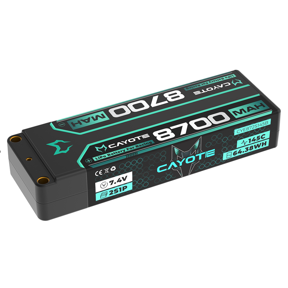 CAYOTE Racing Lipo Battery, 145C, 8700mAh, 2S1P, 7.4V, 64.38Wh