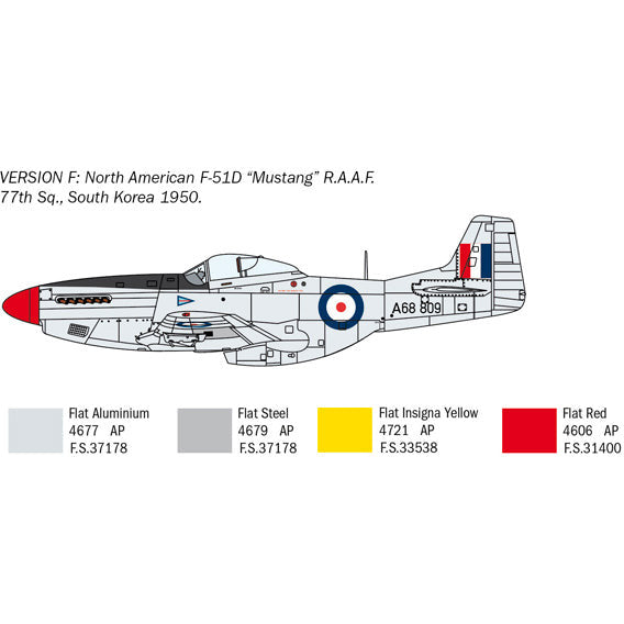 ITALERI 1/72 North American F-51D Mustang "Korean War" with Super Decal Sheet