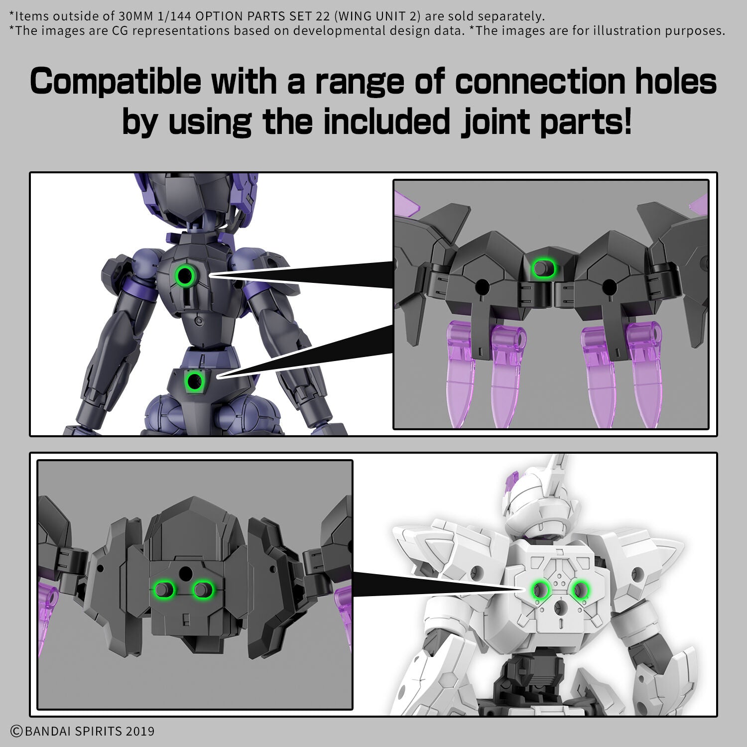 BANDAI 30MM 1/144 Options Parts Set 22 (WING UNIT 2)