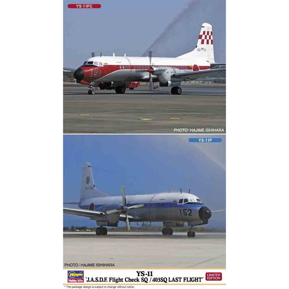 HASEGAWA 1/144 YS-11 'J.A.S.D.F. Flight Check SQ/403 SQ Last Flight (Two kits in the box)