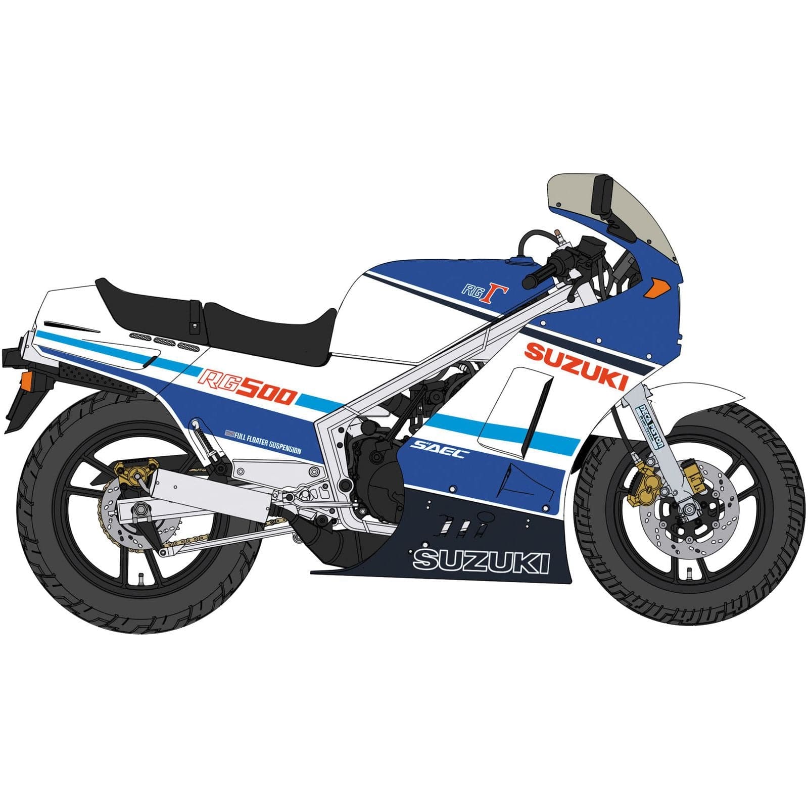 HASEGAWA SUZUKI RG500G EARLY VERSION "BLUE/WHITE COLOR"