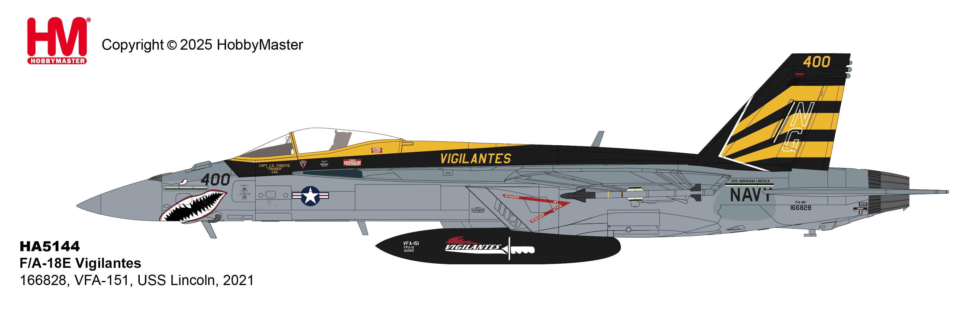 HOBBY MASTER 1/72 F/A-18E Vigilantes 166828, VFA-151, USS Lincoln, 2021
