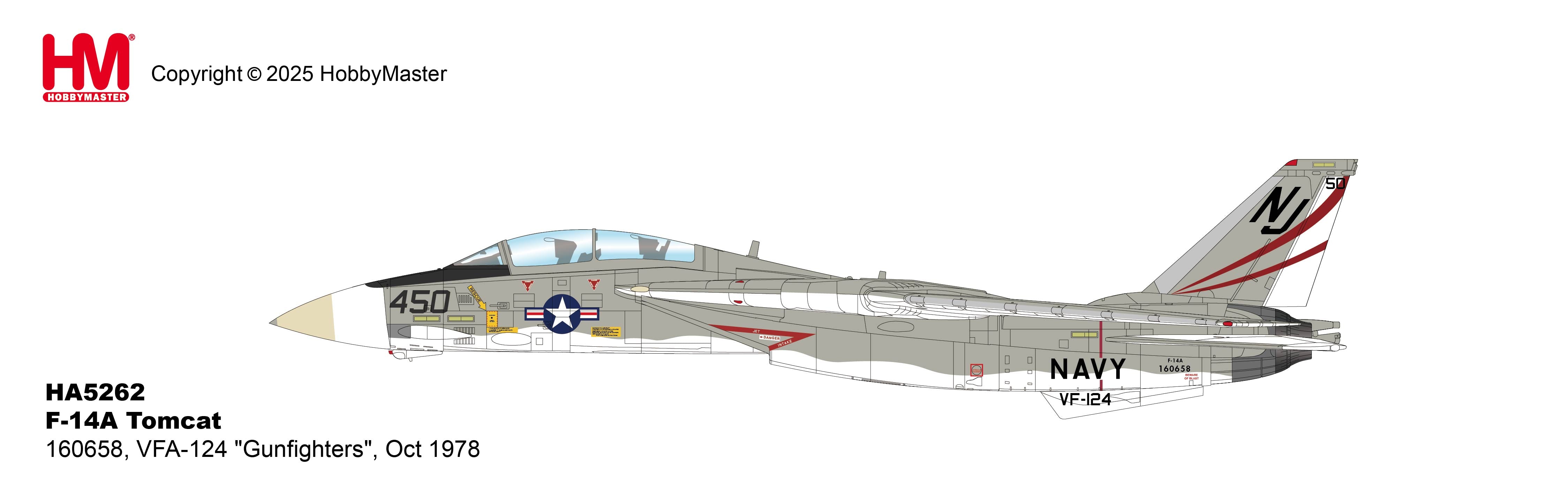 HOBBY MASTER 1/72 F-14A Tomcat 160658, VFA-124 'Gunfighters', Oct 1978