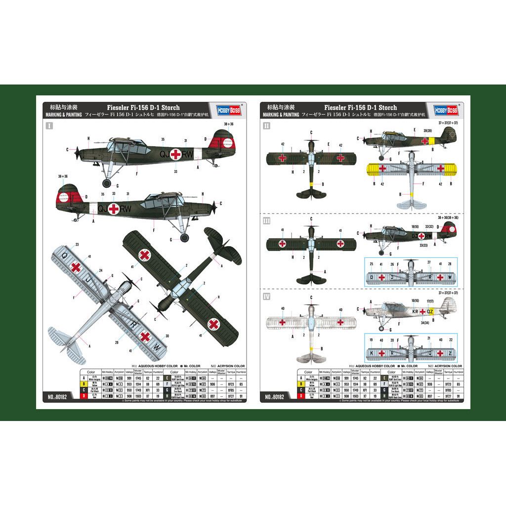 Hobby Boss 1/35 Fieseler Fi-156 D-1 Storch Plastic Model Kit