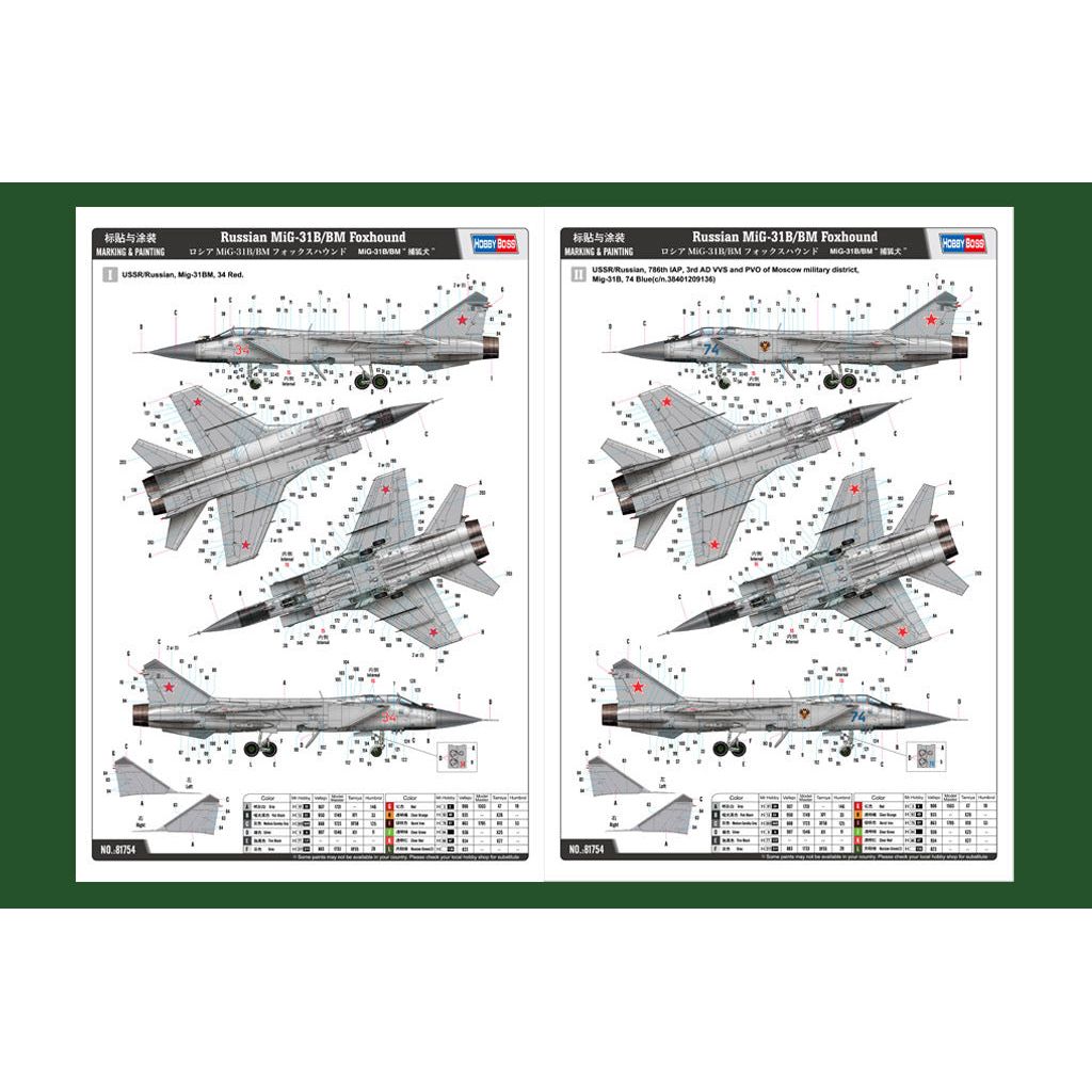 Hobby Boss 1/48 Russian MiG-31B/BM Foxhound Plastic Model Kit [81754]