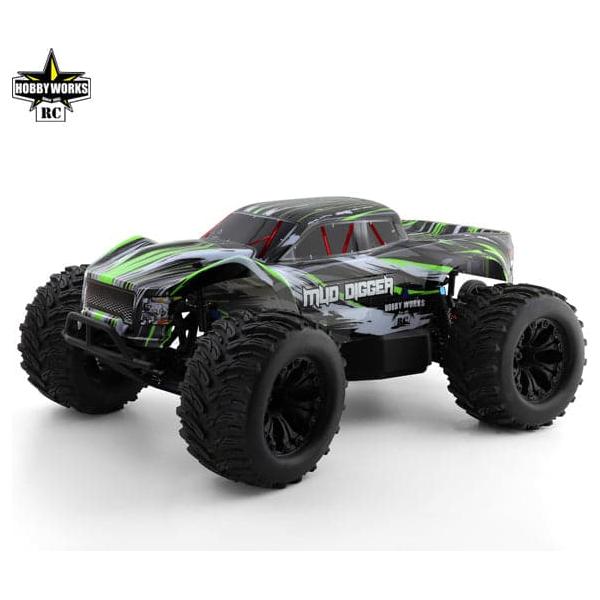 HOBBYWORKS Mud Digger V2 1/10 Brushed RC Monster Truck Green