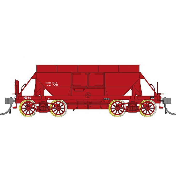 IDR HO VR NN/VHWA Ballast Wagon 4-Pack 3 (NN-65, NN-86, NN-129 and NN-92 all 30 Ton Cast Bogies)