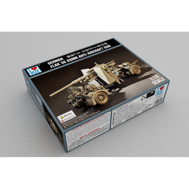 I Love Kit 1/18 German Flak 36 88MM Anti-Aircraft Gun Plastic Model Kit [61701]