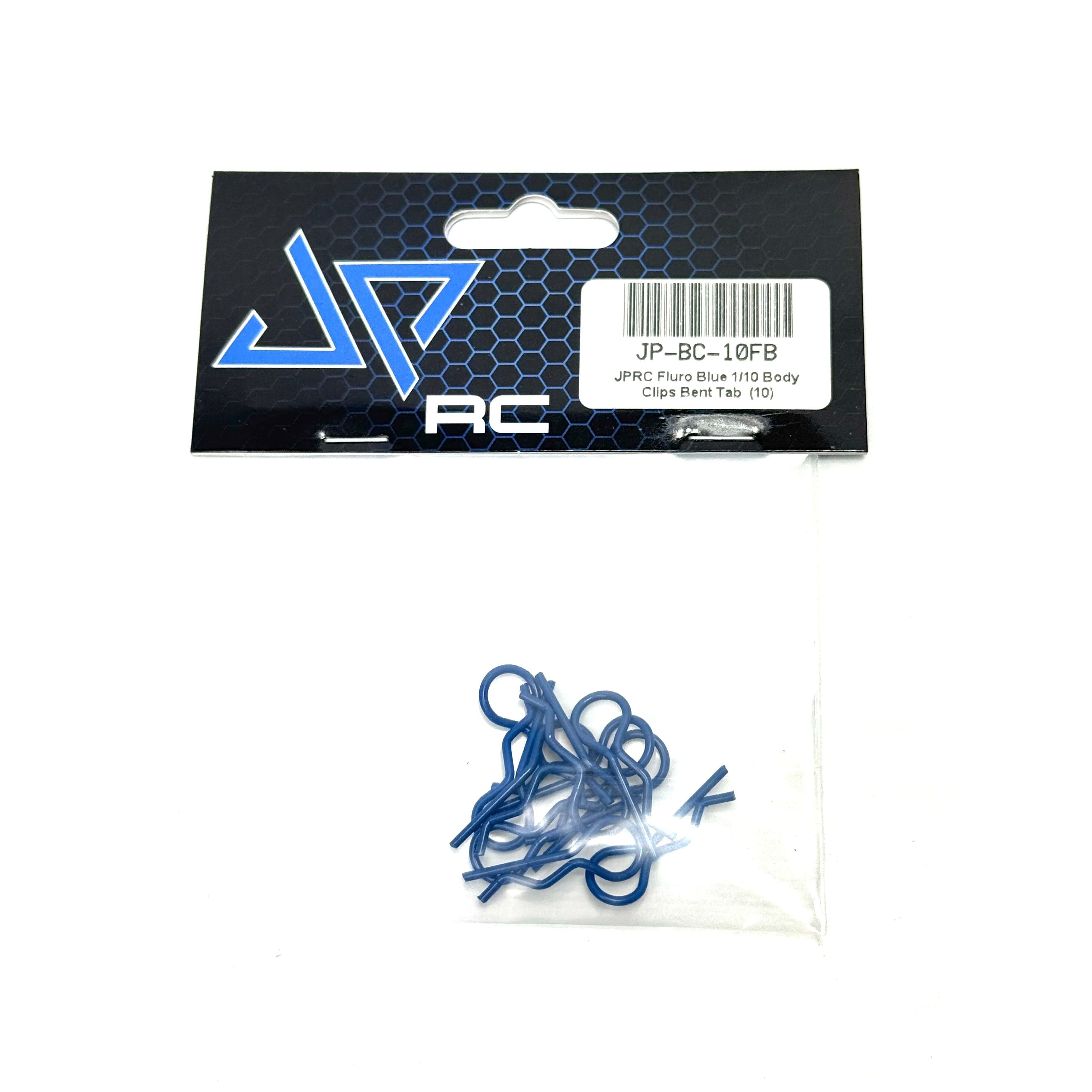 JPRC Fluro Blue 1/10 Body Clips Bent Tab  (10)