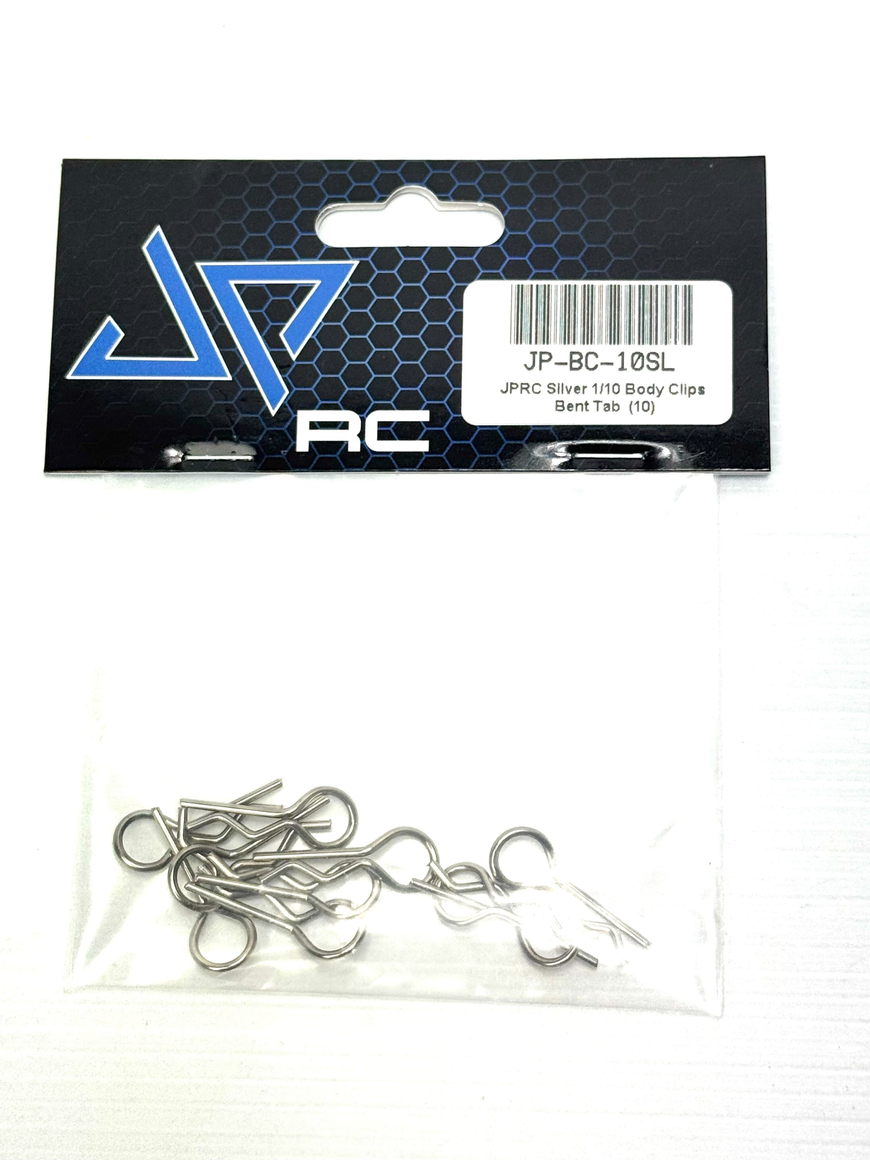 JPRC Silver 1/10 Body Clips Bent Tab  (10)