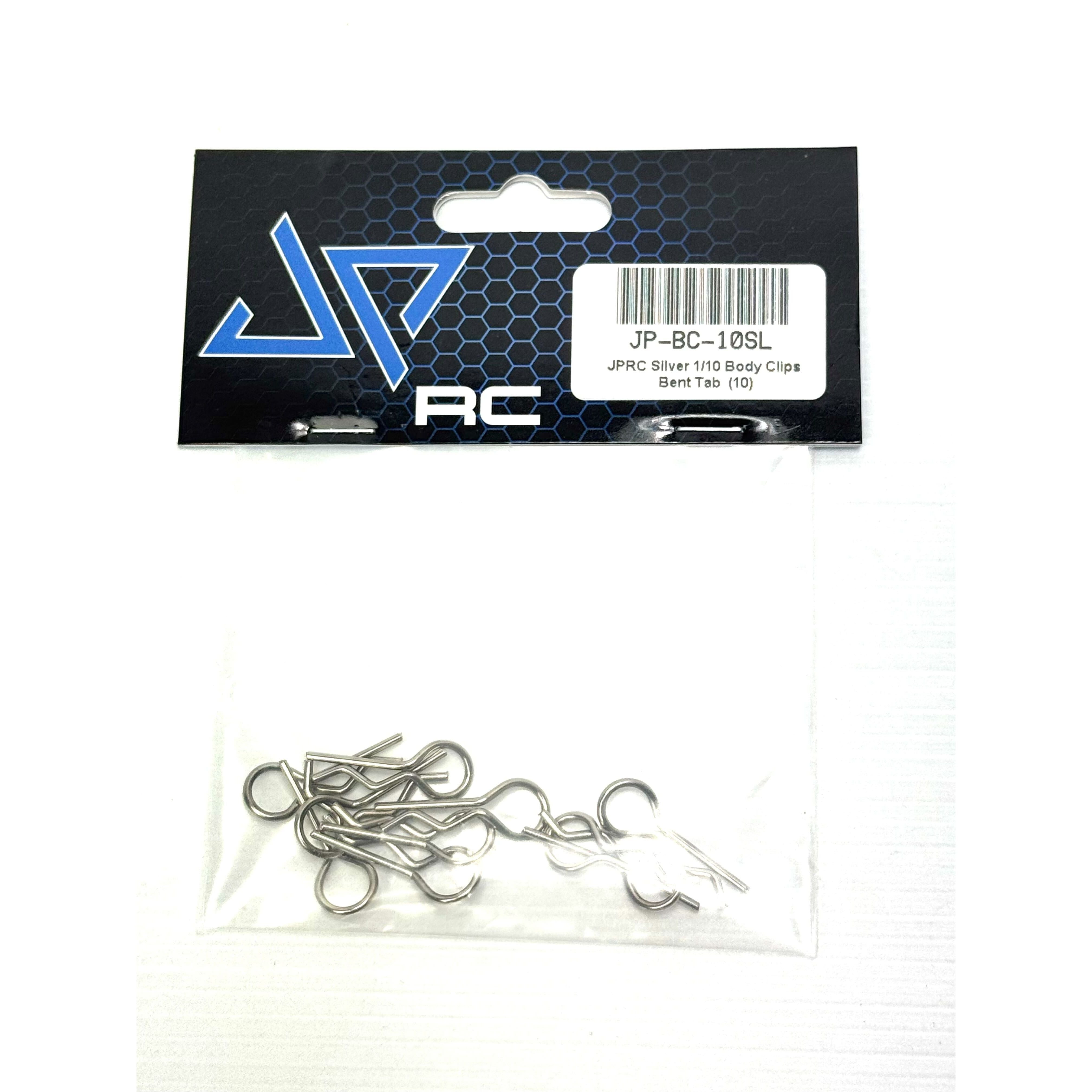 JPRC Silver 1/10 Body Clips Bent Tab  (10)