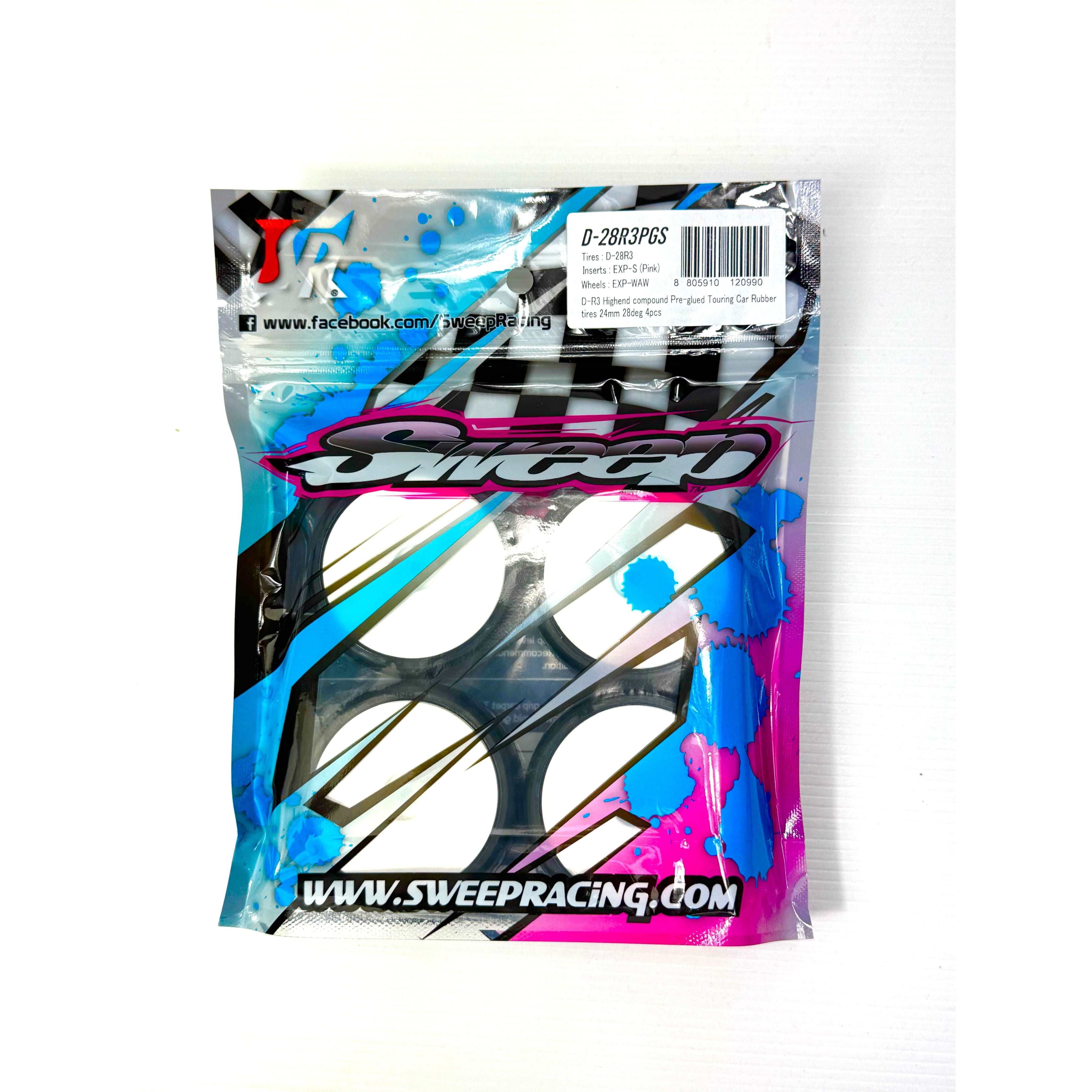 SWEEP 1/10 D Series High-end compound 28 shore  Pre-glued tires for Asphalt (4pcs)