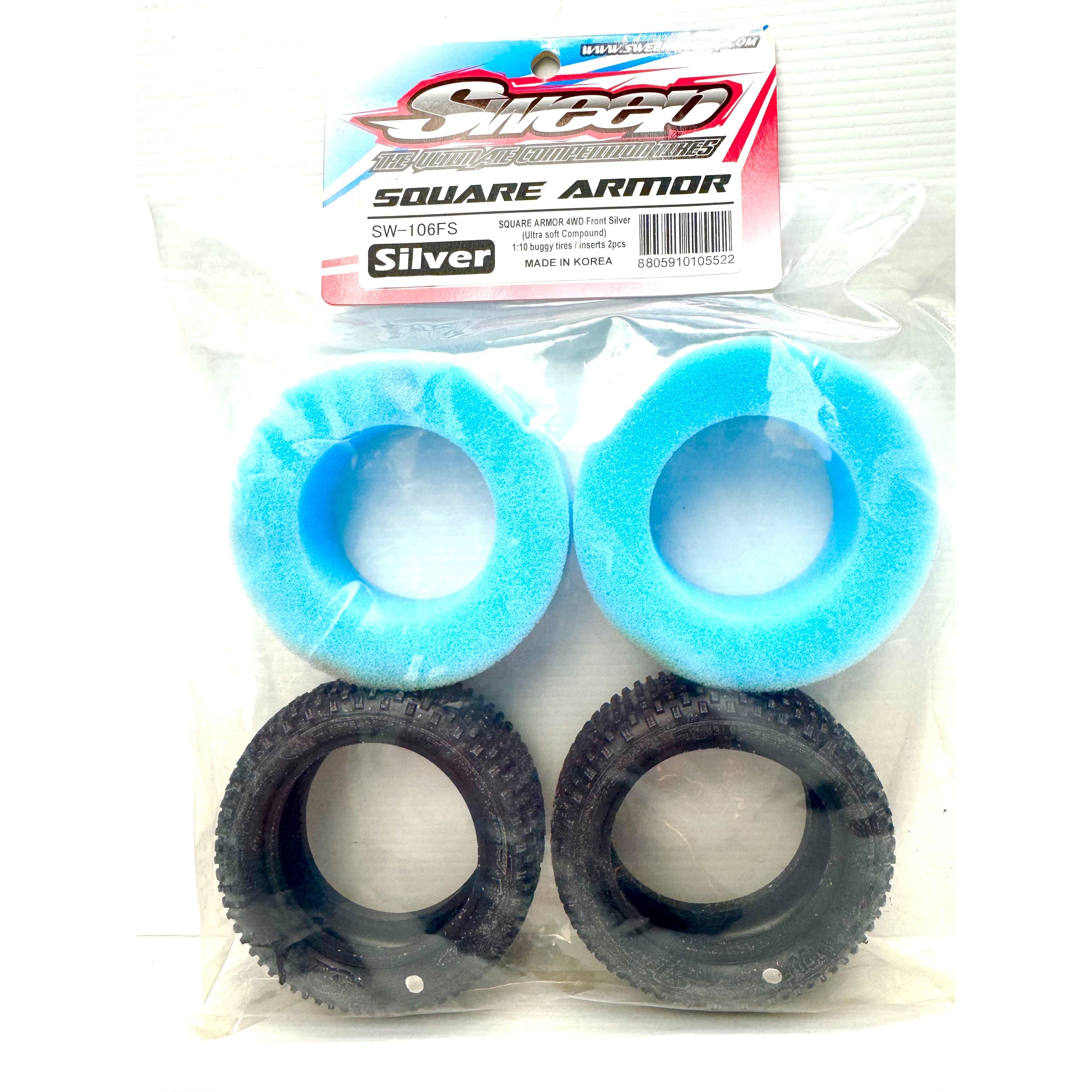 SWEEP 1/10 4WD Buggy Front Tyres Square Armour Silver Dot