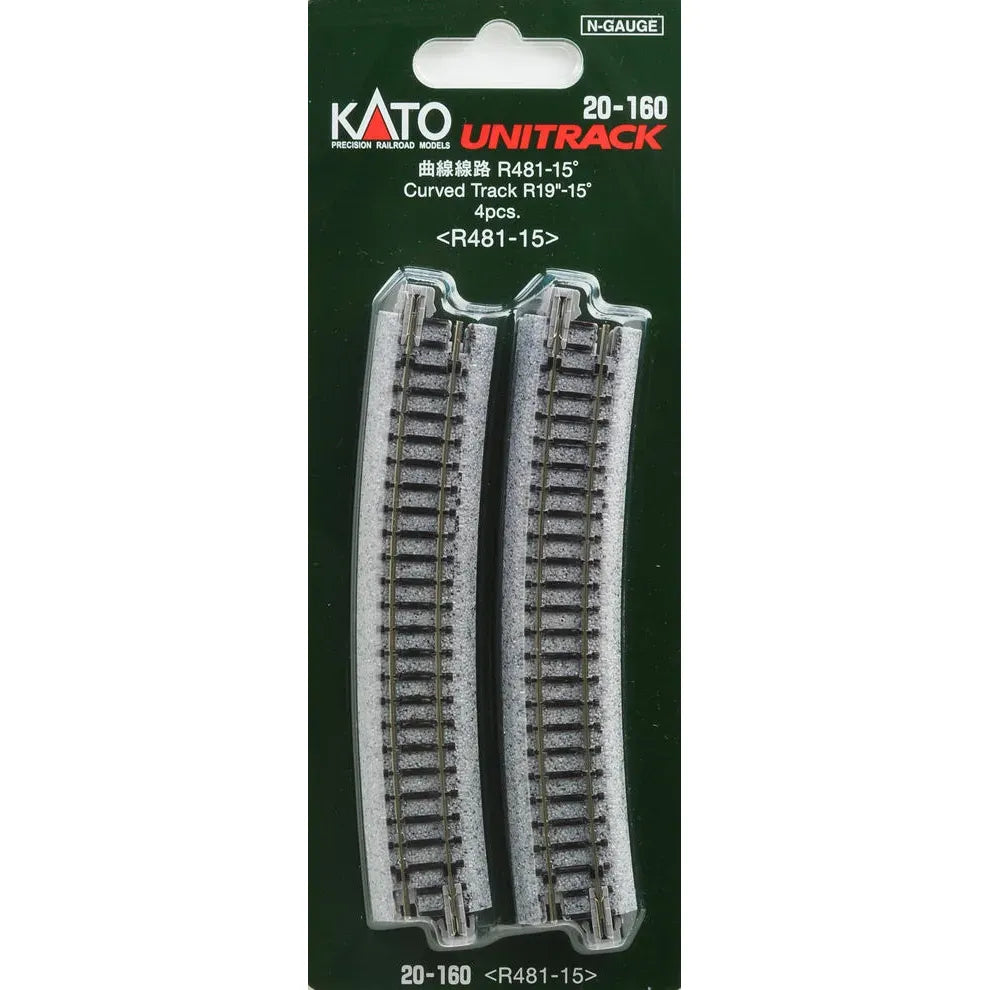 KATO N Unitrack Curved Track R481-15Deg (4 Pack)