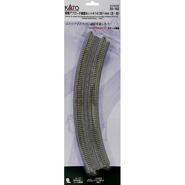 KATO N Concrete Tie Double Track Superelevated Curve 414/318mm 22.5 Degree