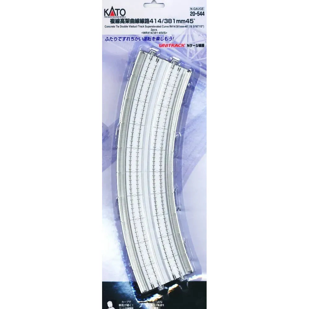 KATO N Concrete Tie Double Track Viaduct Superelevated Curve 414/381 45 Degree