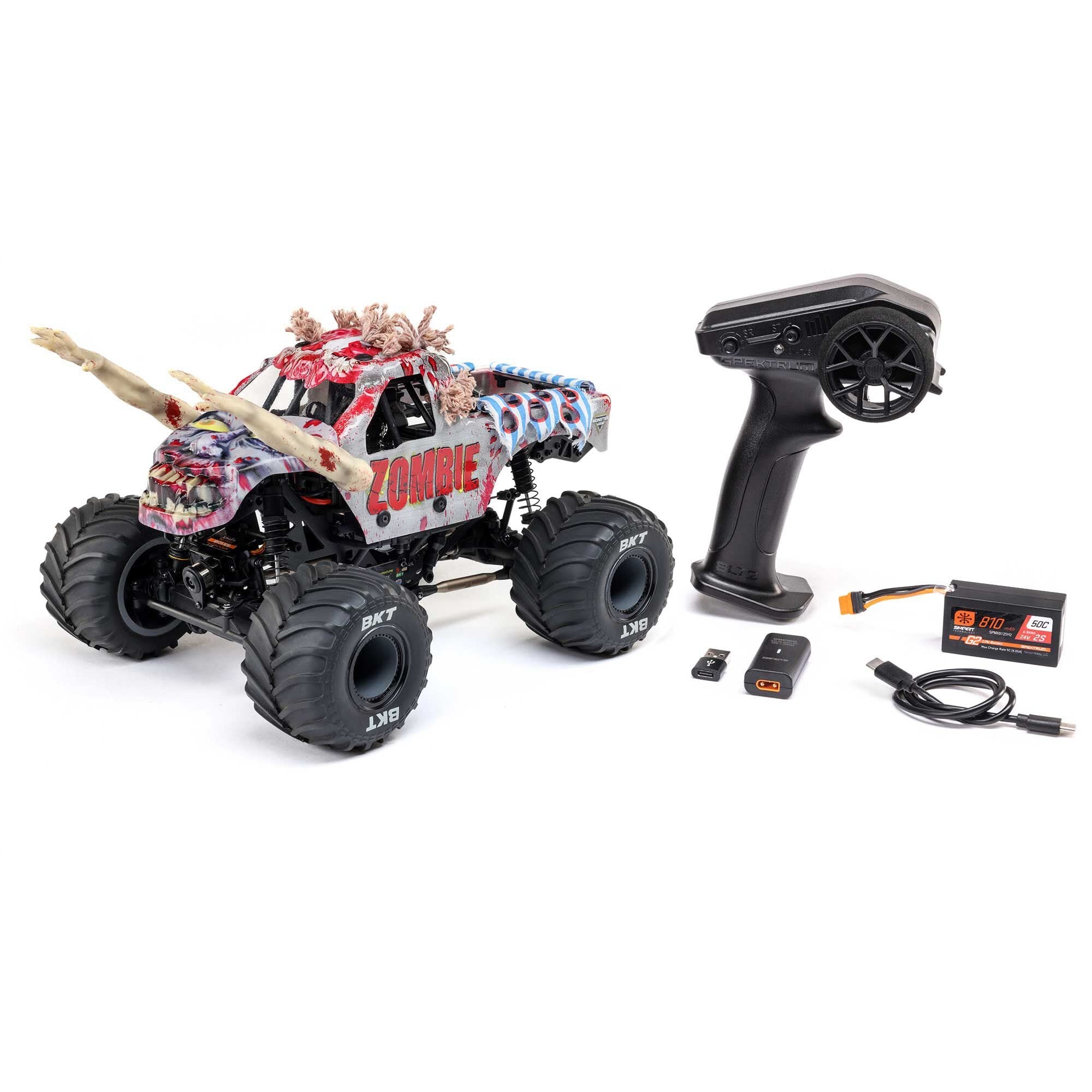 Losi Mini LMT Zombie 1/18 4x4 Monster Jam Truck RTR, LOS01026T4