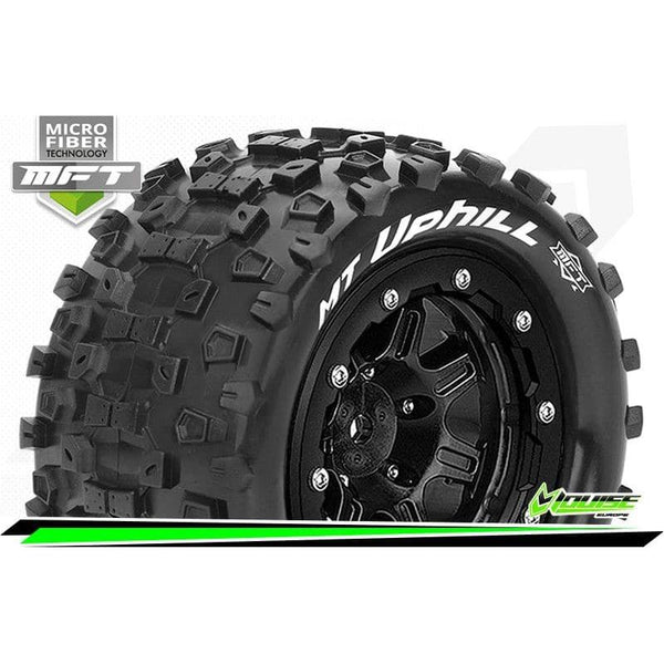 LOUISE MFT Maxx MT-Uphill Monster Truck Tyre Soft / 1/2 Offset Bead-Lock Black Rim Hex 17mm / Mounted