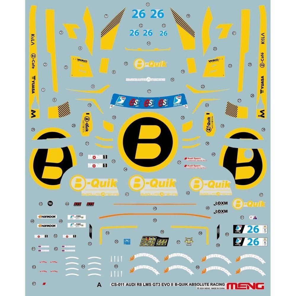 Meng 1/24 Audi R8 LMS GT3 EVO II B-Quik Absolute Racing Plastic Model Kit
