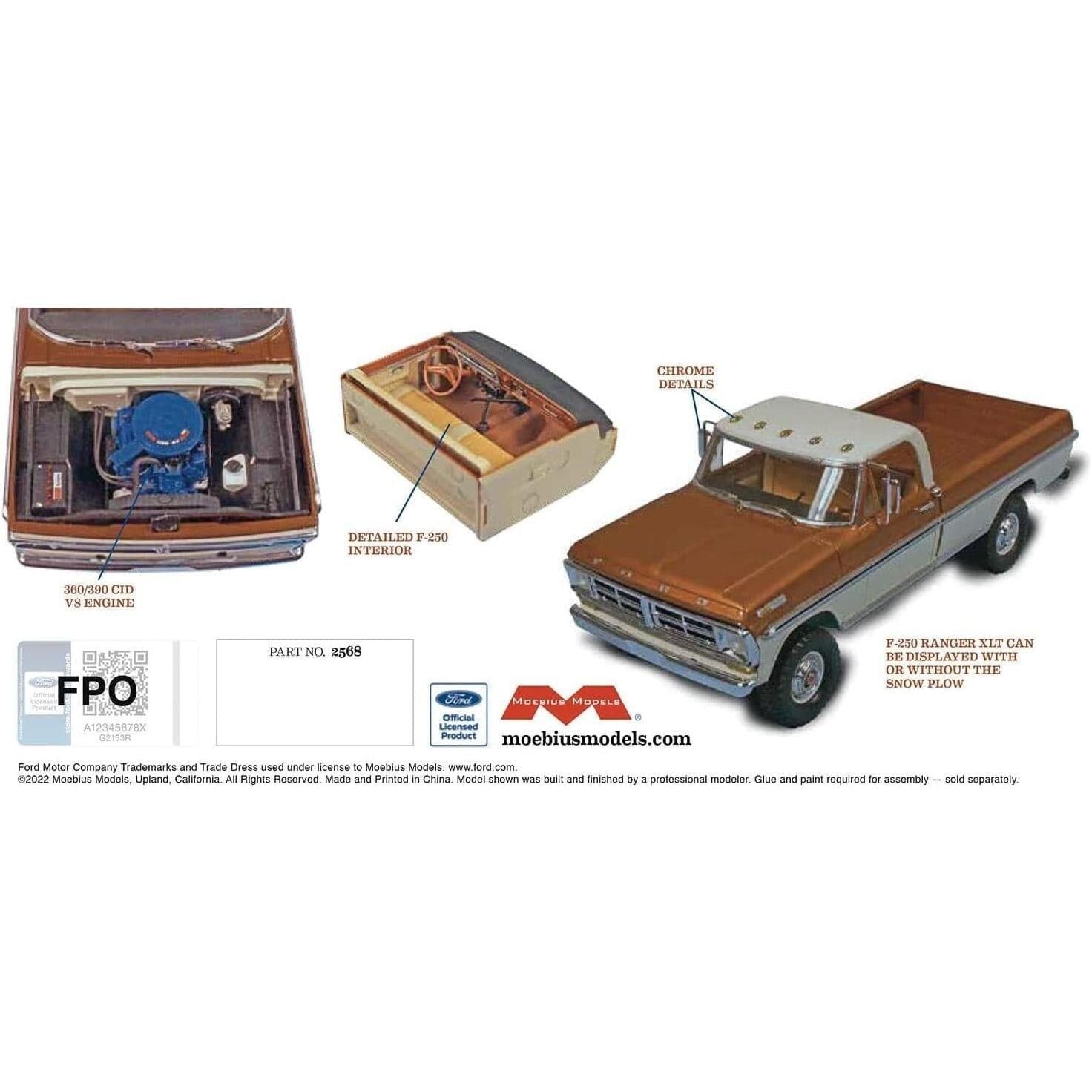 Moebius 1/25 1972 Ford F-250 4x4 with Snow Plow Plastic Model Kit
