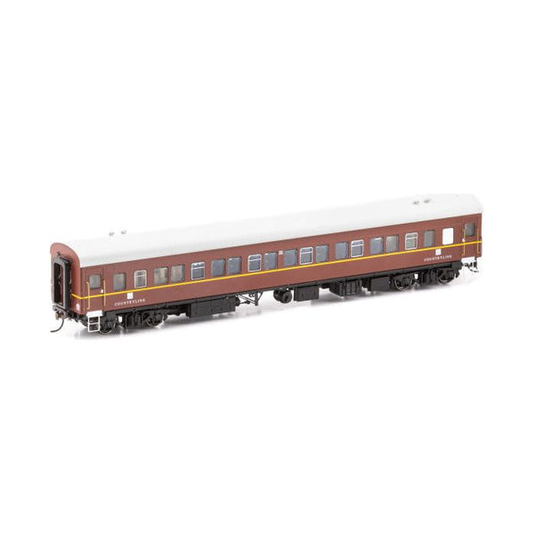 AUSCISION HO SRA- CountryLink Indian Red with 1 Yellow Band (1990s)- 2 Car Set