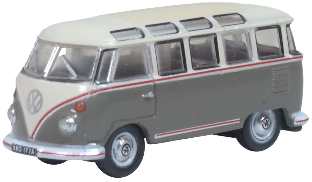 OXFORD 1/148 VW Samba Bus Mouse Grey/Pearl White