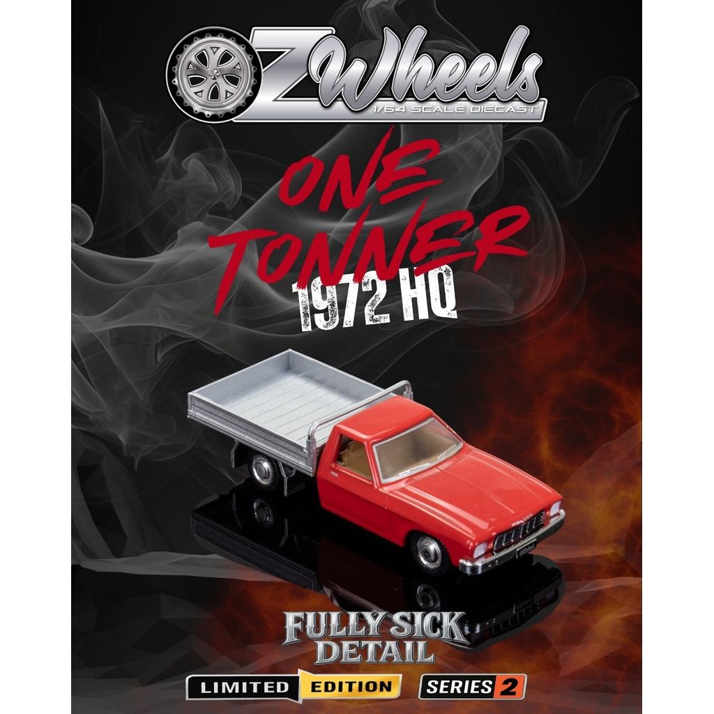 OZ LEGENDS 1/64 R2 Fully Sick Detail OZ Wheels - 1972 Holden HQ One Tonner - Red