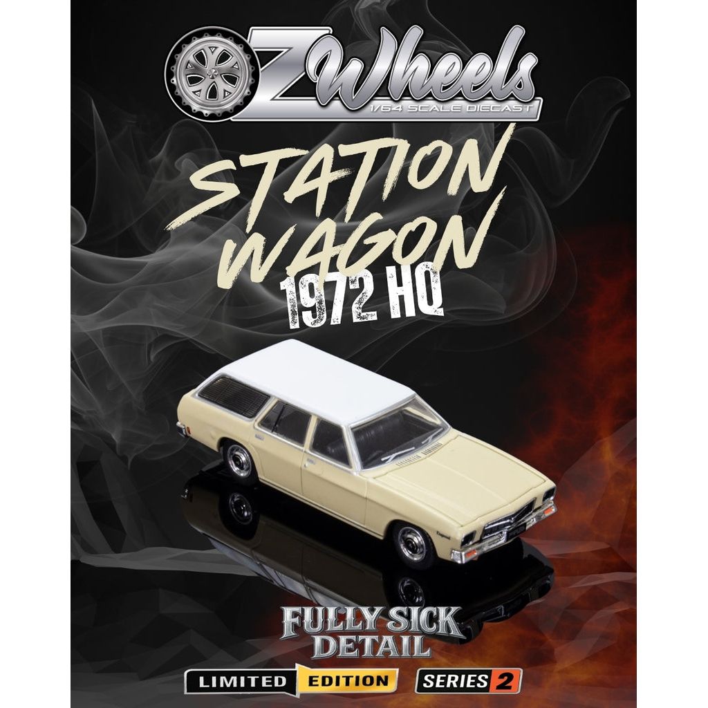OZ LEGENDS 1/64 R2 Fully Sick Detail OZ Wheels - 1972 Holden HQ Station Wagon - Cream/White