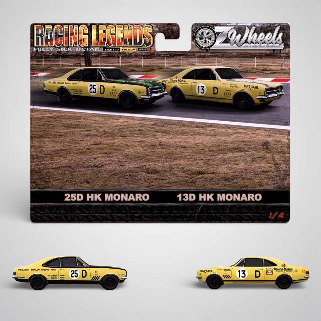 OZ LEGENDS 1/64 Bathurst Twin Set - #13D 1968 Winner & #25D Holden HK Monaro Oz Wheels FSD