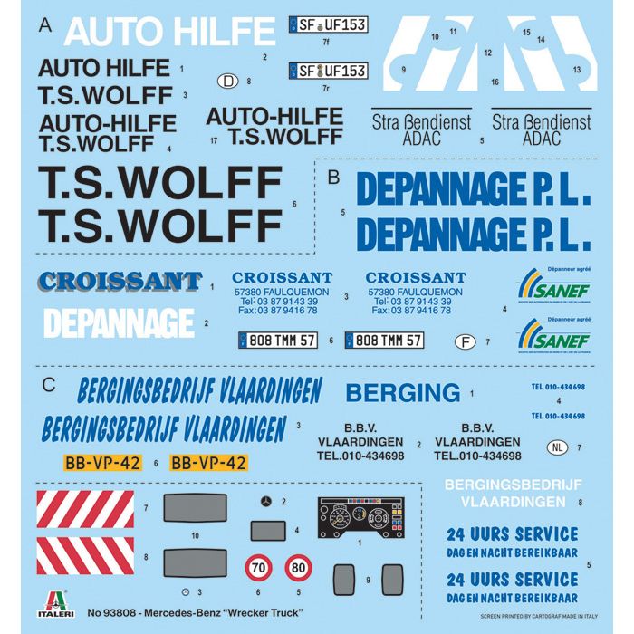 ITALERI 1/24 Mercedes-Benz Wrecker Truck-New Artwork, Rubber Tyres and Chromed Parts