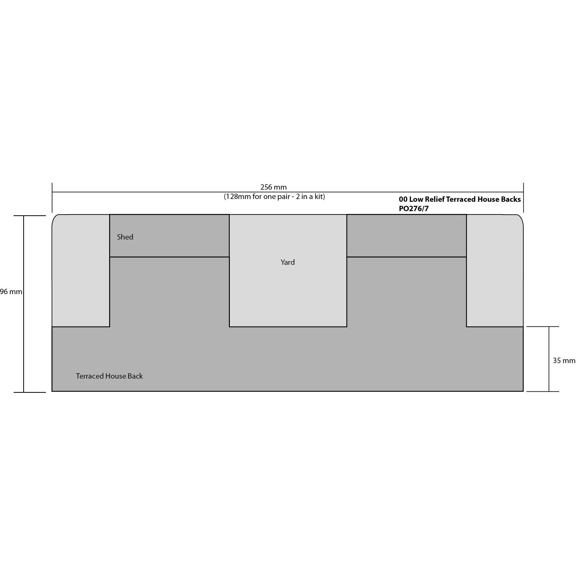 METCALFE OO/HO Low Relief Terraced House Backs Stone