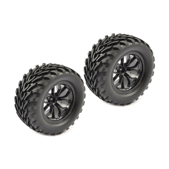 River Hobby Mega Wheel and Tyre Set (pair) Black