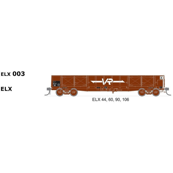SDS MODELS HO VR ELX Open Wagon 4 Pack ELX-003