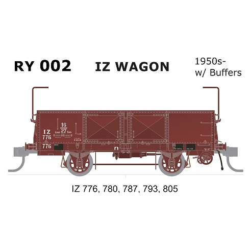 SDS MODELS HO VR IZ Wagons 5 Pack 1950s with Buffers