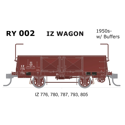 SDS MODELS HO VR IZ Wagons 5 Pack 1950s with Buffers