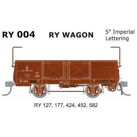 SDS MODELS HO VR RY Wagons 5 Pack 5" Imperial Lettering