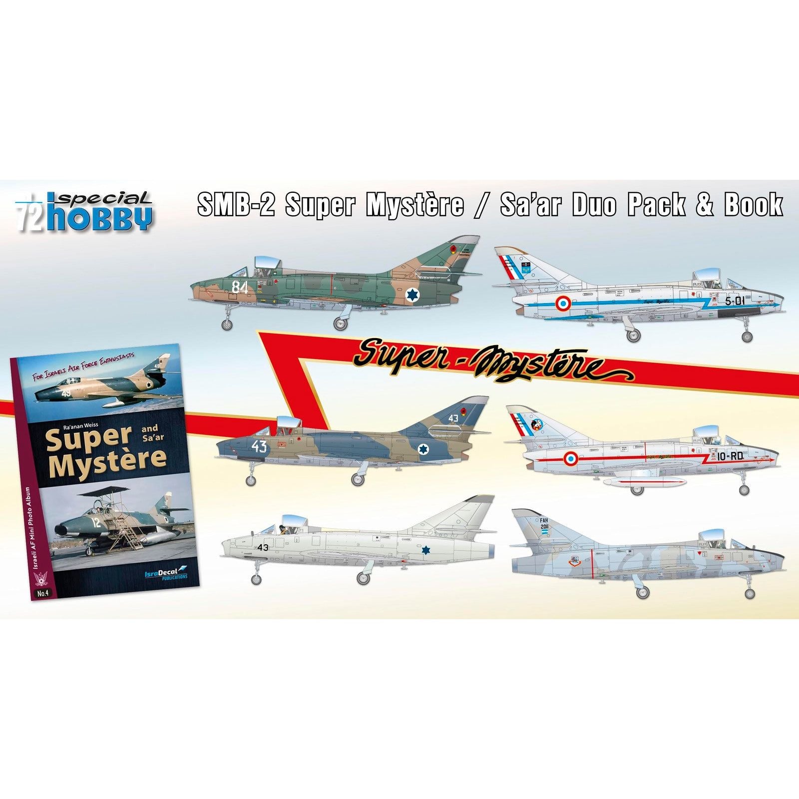SPECIAL HOBBY 1/72 SMB-2 Super Mystere Duo Pack & Book Plastic Model Kit