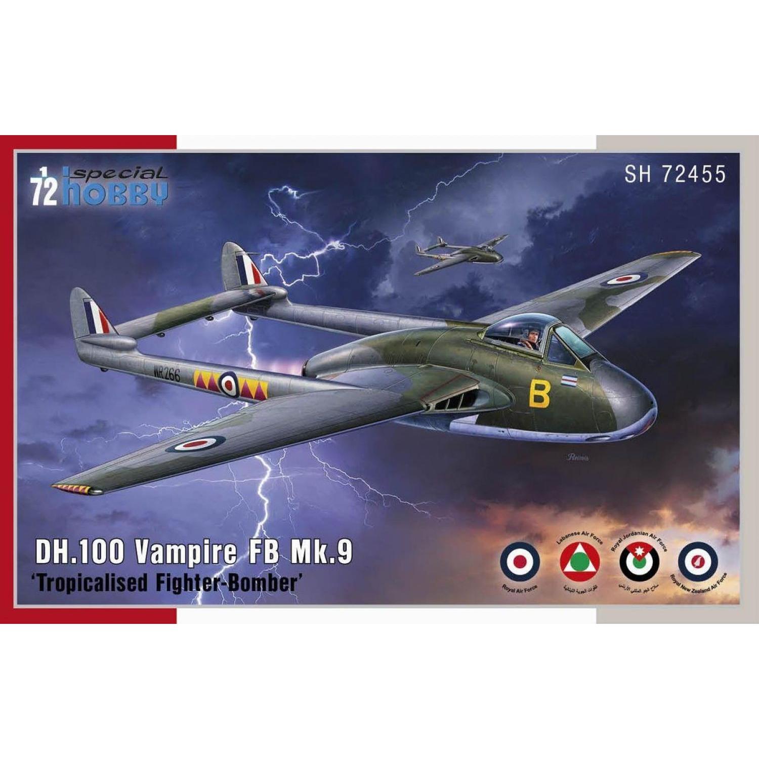 SPECIAL HOBBY 1/72 DH.100 Vampire FB.Mk.9 â€™Tropicalised Fighter-Bomberâ€™ Plastic Model Kit