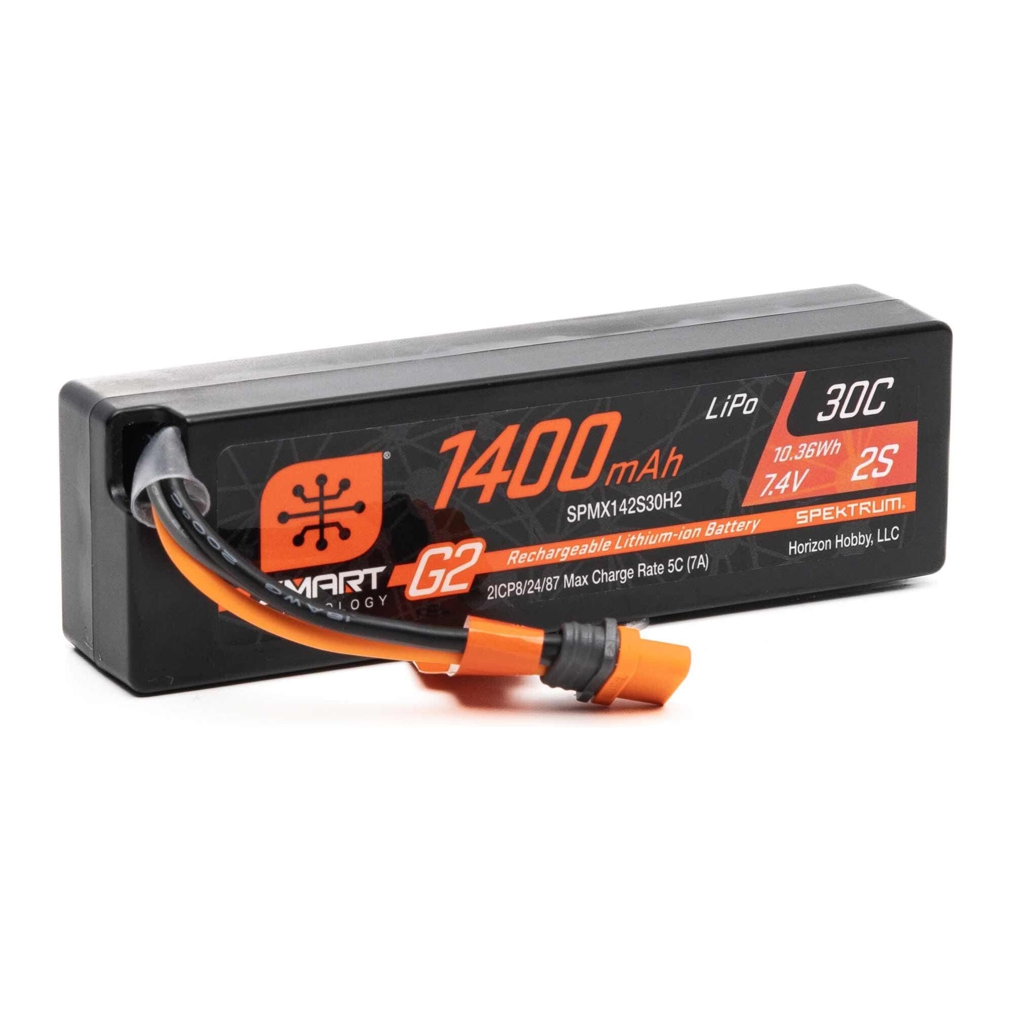 Spektrum 1400mah 2S 7.4v Smart G2 30C LiPo Battery with IC2 Connector, Grom