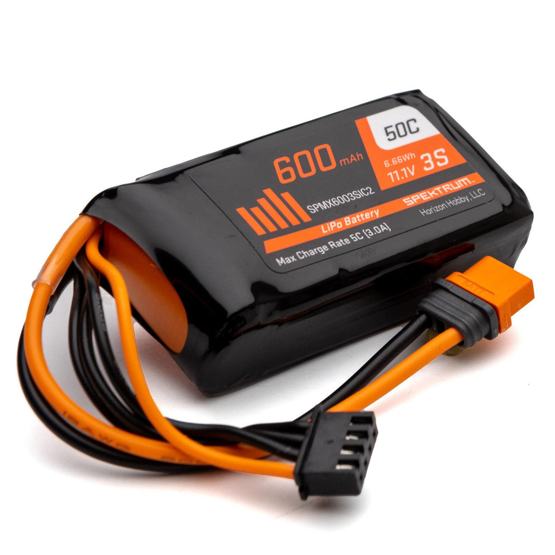 SPEKTRUM 600mAh 3S 11.1V 50C LiPo Battery with IC2 Connector
