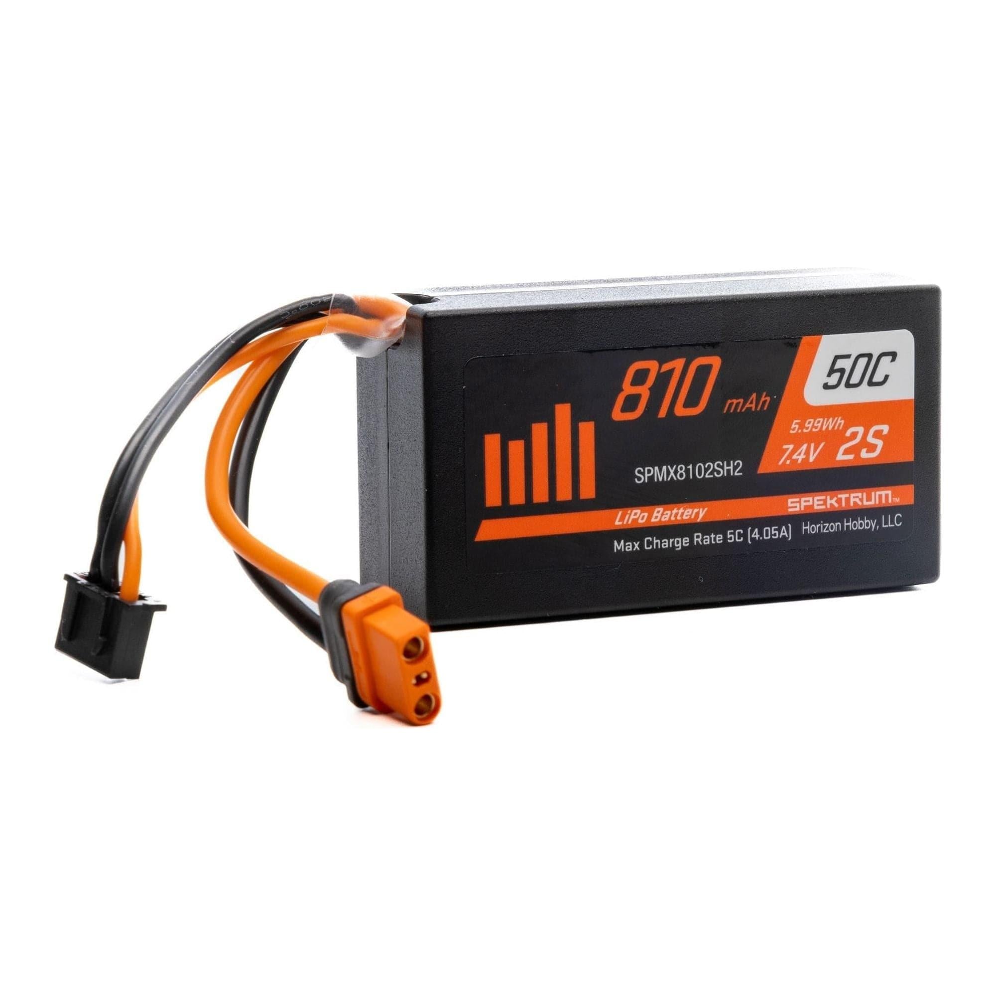 SPEKTRUM 810mAh 2S 7.4V 50C Mini LiPo with IC2 Connector, DYNB825H2