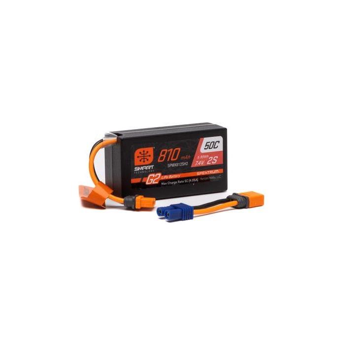 Spektrum 810mAh 2S 7.4V Smart G2 50C LiPo Battery with IC2 Connector