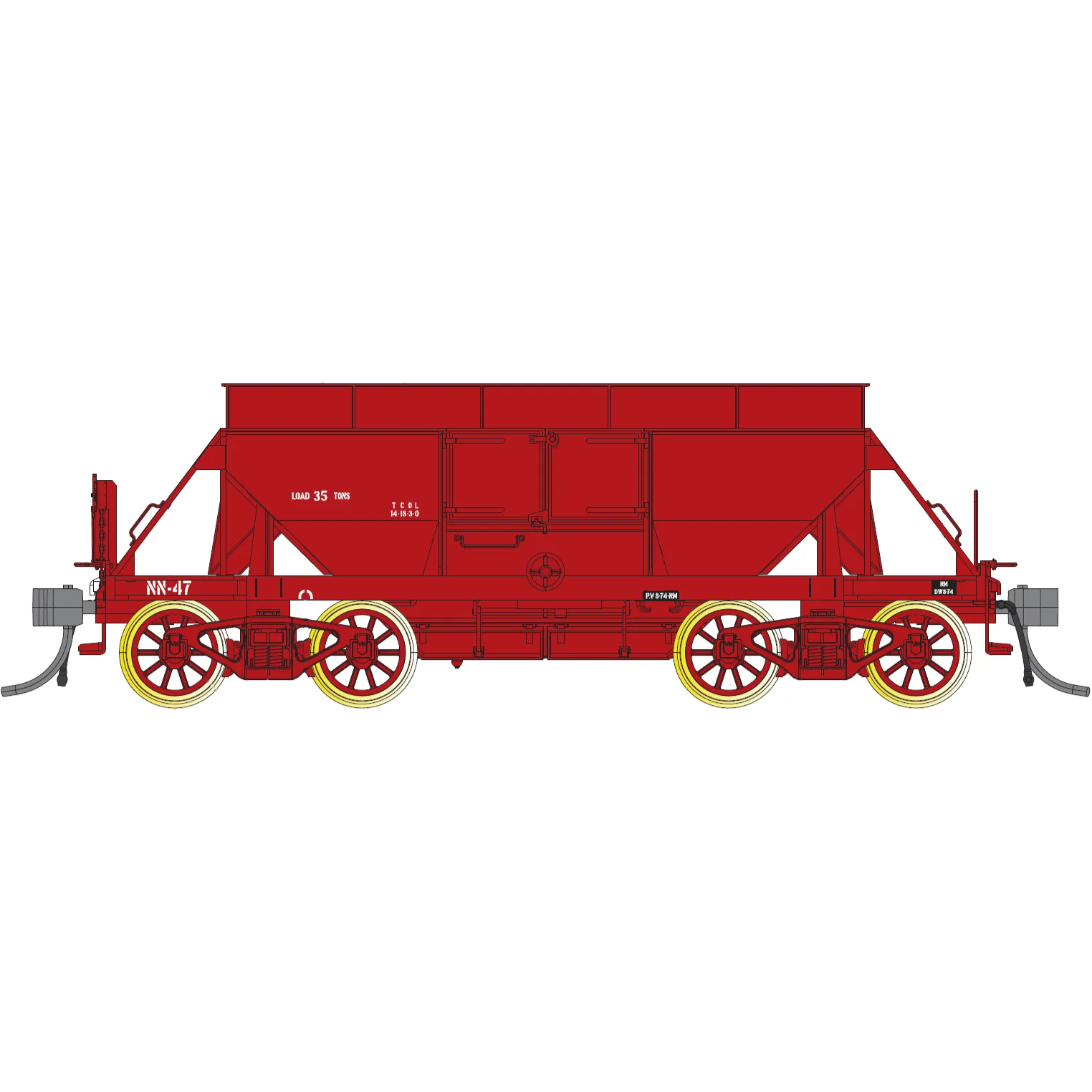 IDR HO VR NN/VHWA Ballast Wagon 4-Pack 1 (NN-47, NN-49, NN-102 and NN-135 all 30 Ton Cast Bogies)