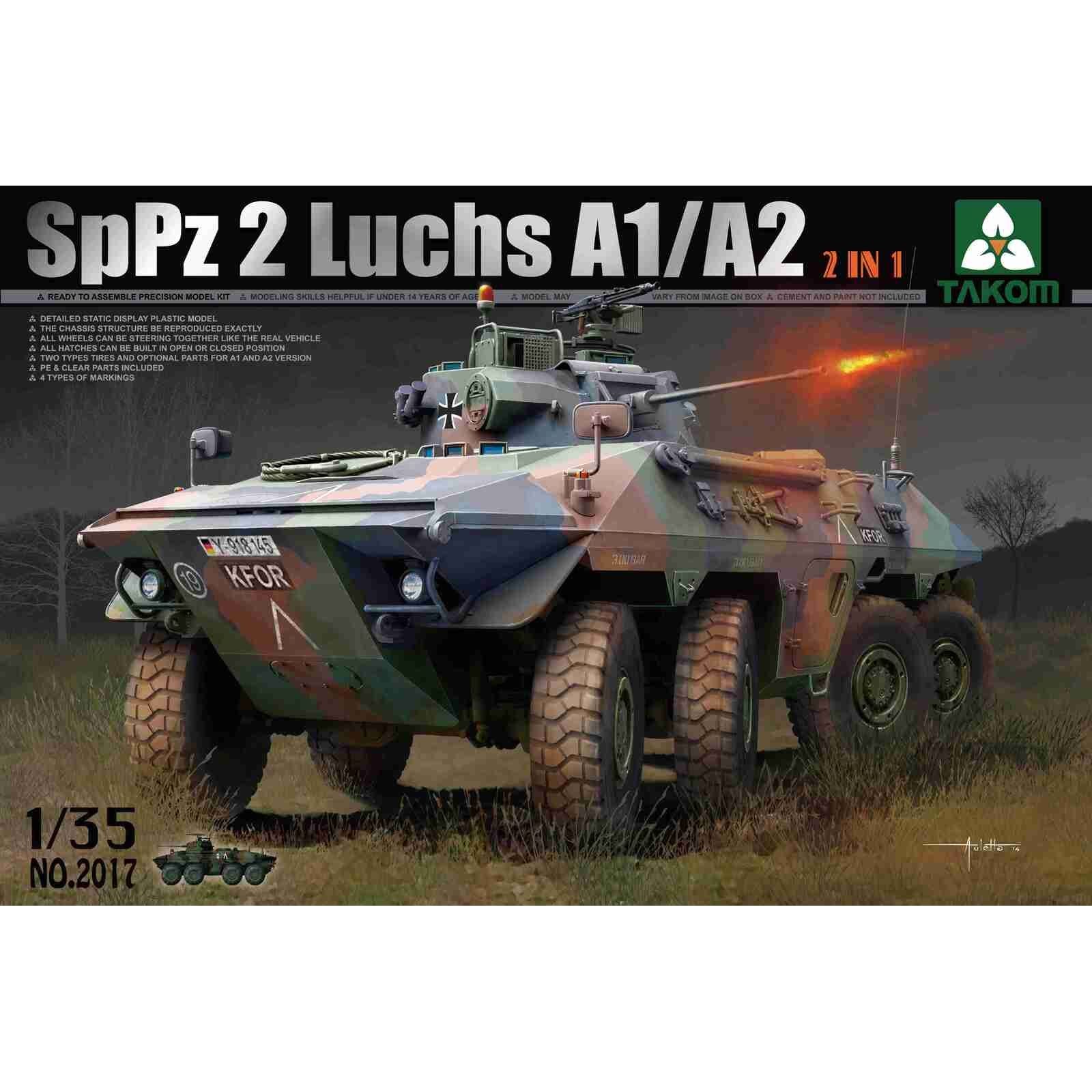 Takom 1/35 Bundeswehr SpPz 2 Luchs A1/A2 2 in 1 Plastic Model Kit